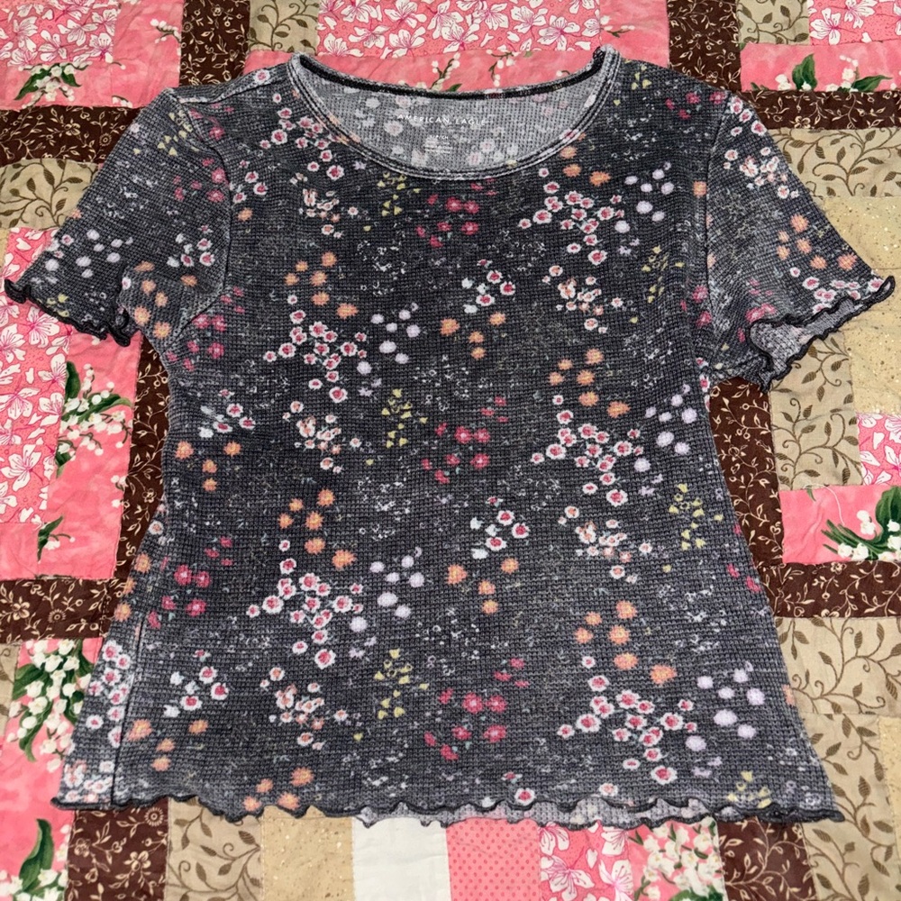 American Eagle Waffle Baby Tee